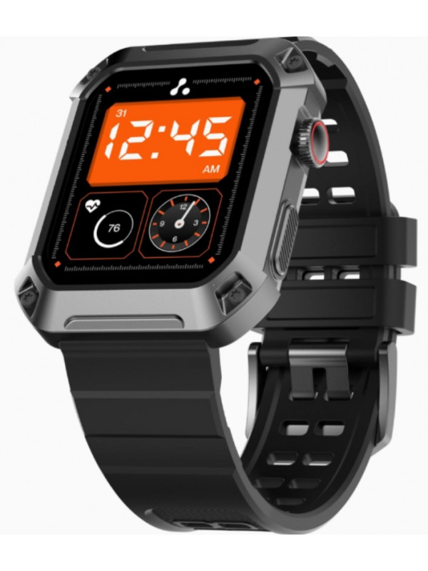 Ambrane 1.85" Uni Pair BT Calling Smartwatch, Rugged & Sporty Metal Body, 10 Days Battery, 500 NITS, 100+ Sports Mode with IP68, Sp02 Tracking, 100+ Watch Faces (Stud, Black)